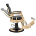DIR Princeton Gold Barber Chair Vintage Black Variant Side View Demonstrating Swing Adjustment On White Background