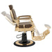 DIR Princeton Gold Barber Chair Vintage Brown Variant Side View Demonstrating Swing Adjustment On White Background