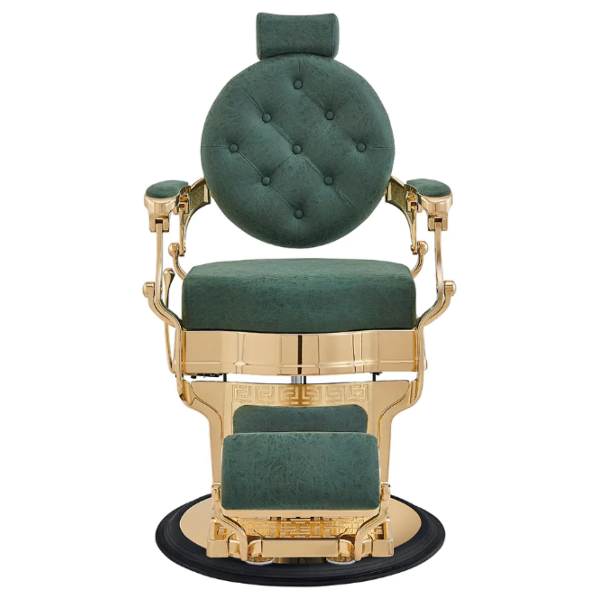 DIR Princeton Gold Barber Chair Vintage Green Variant Front View On White Background