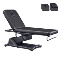 Thumbnail for DIR Serenity Electric Treatment Table Front Angled View Of Black Color With Face Hole And Remote Control On White Background