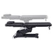 DIR Serenity Electric Treatment Table Side View And Fully Reclined Of Black Color Showing An Up And Down Adjustment With Remote Control On White Background