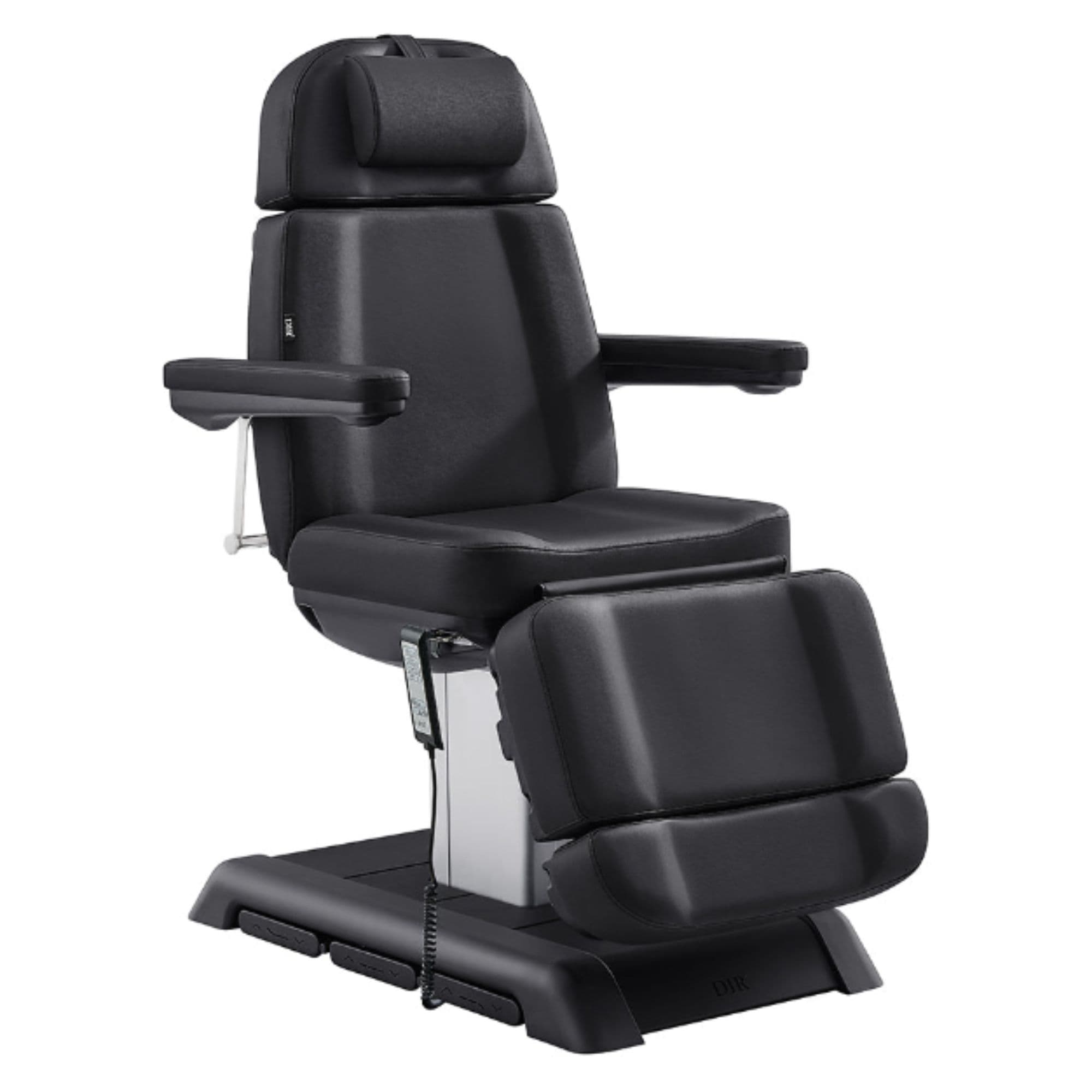 DIR Sydney 4-Motors Esthetician Chair Black Front Angled View On White Background