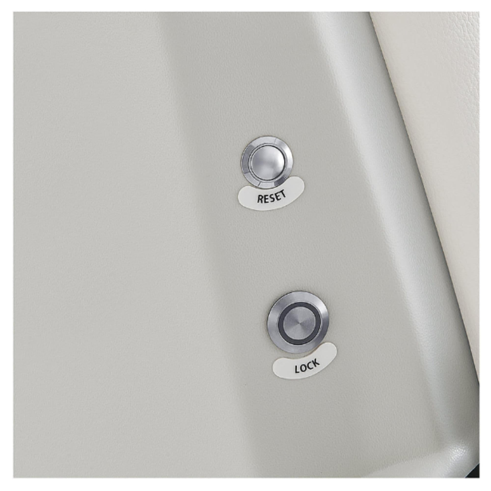 DIR Sydney 4-Motors Esthetician Chair Close-Up View Of Reset And Lock Controls For White Variant