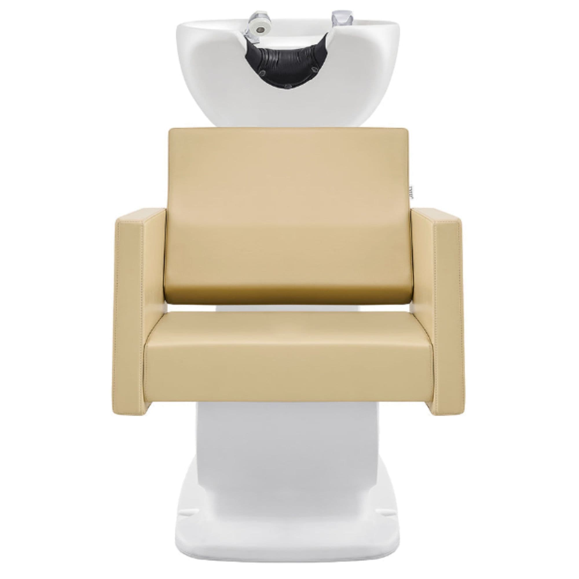 DIR Takaran Adjustable Shampoo Backwash Unit Beige Front View Of White Single Shampoo Wash Station