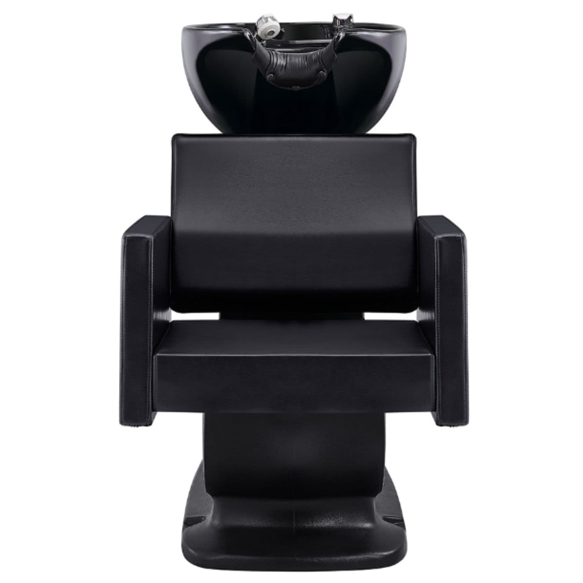 DIR Takaran Adjustable Shampoo Backwash Unit Black Front View Of Black Single Shampoo Wash Station