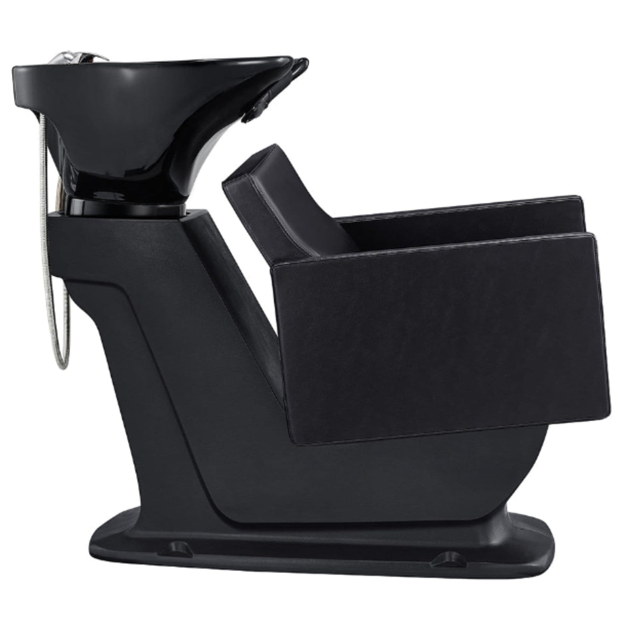 DIR Takaran Adjustable Shampoo Backwash Unit Black Side View Of Black Single Shampoo Wash Station