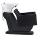 DIR Takaran Adjustable Shampoo Backwash Unit Black Side View Of White Single Shampoo Wash Station