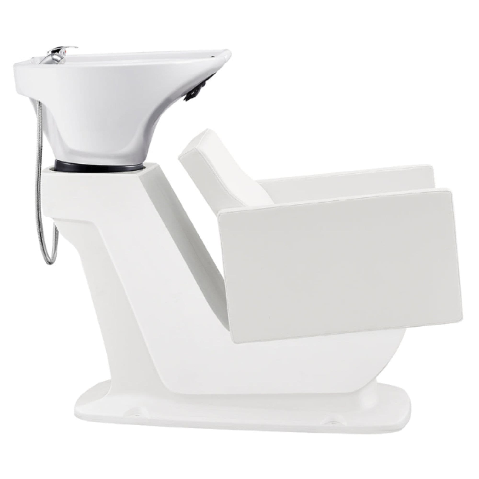 DIR Takaran Adjustable Shampoo Backwash Unit White Side View Of White Single Shampoo Wash Station