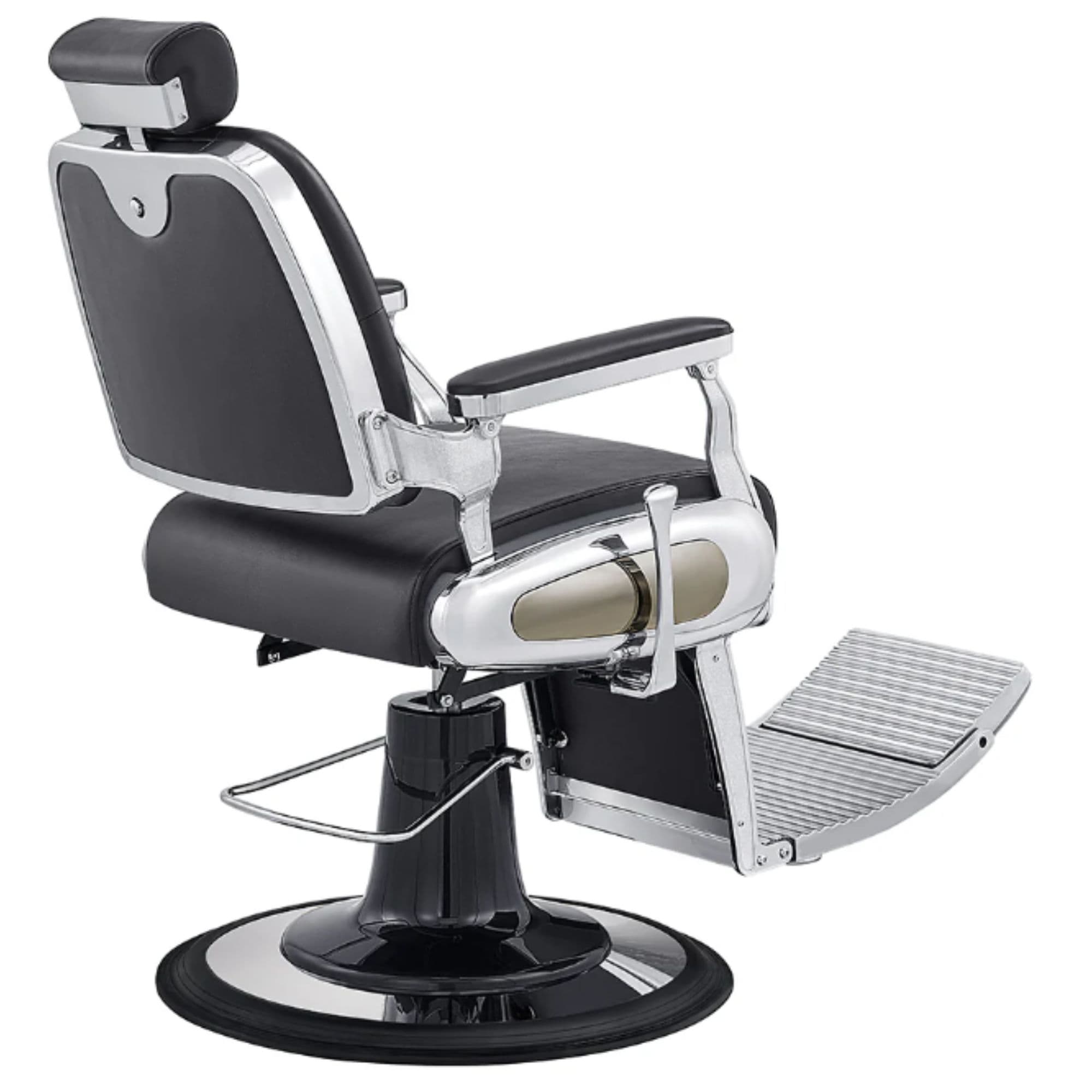 DIR Titan Hydraulic Barber Chair Black Variant Rear Angled View On White Background