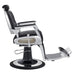 DIR Titan Hydraulic Barber Chair Black Variant Side View Demonstrating The Swing Range Of Foot Rest Extension On White Background