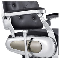 Thumbnail for DIR Titan Hydraulic Barber Chair Close-Up View Of Decorative Metallic Gold Armrest Support And Black Upholstered Seat