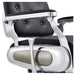 DIR Titan Hydraulic Barber Chair Close-Up View Of Decorative Metallic Gold Armrest Support And Black Upholstered Seat