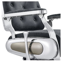 Thumbnail for DIR Titan Hydraulic Barber Chair Close-Up View Of Decorative Metallic Gold Armrest Support And Vintage Black Upholstered Seat