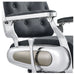 DIR Titan Hydraulic Barber Chair Close-Up View Of Decorative Metallic Gold Armrest Support And Vintage Black Upholstered Seat