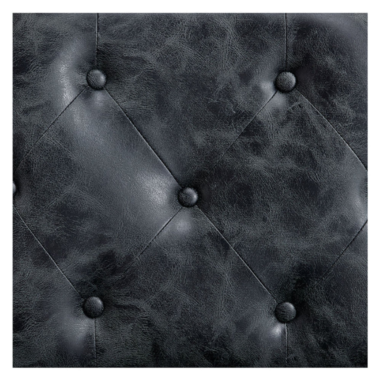DIR Titan Hydraulic Barber Chair Close-Up View Of Diamond Tufted Vintage Black Upholstery Pattern