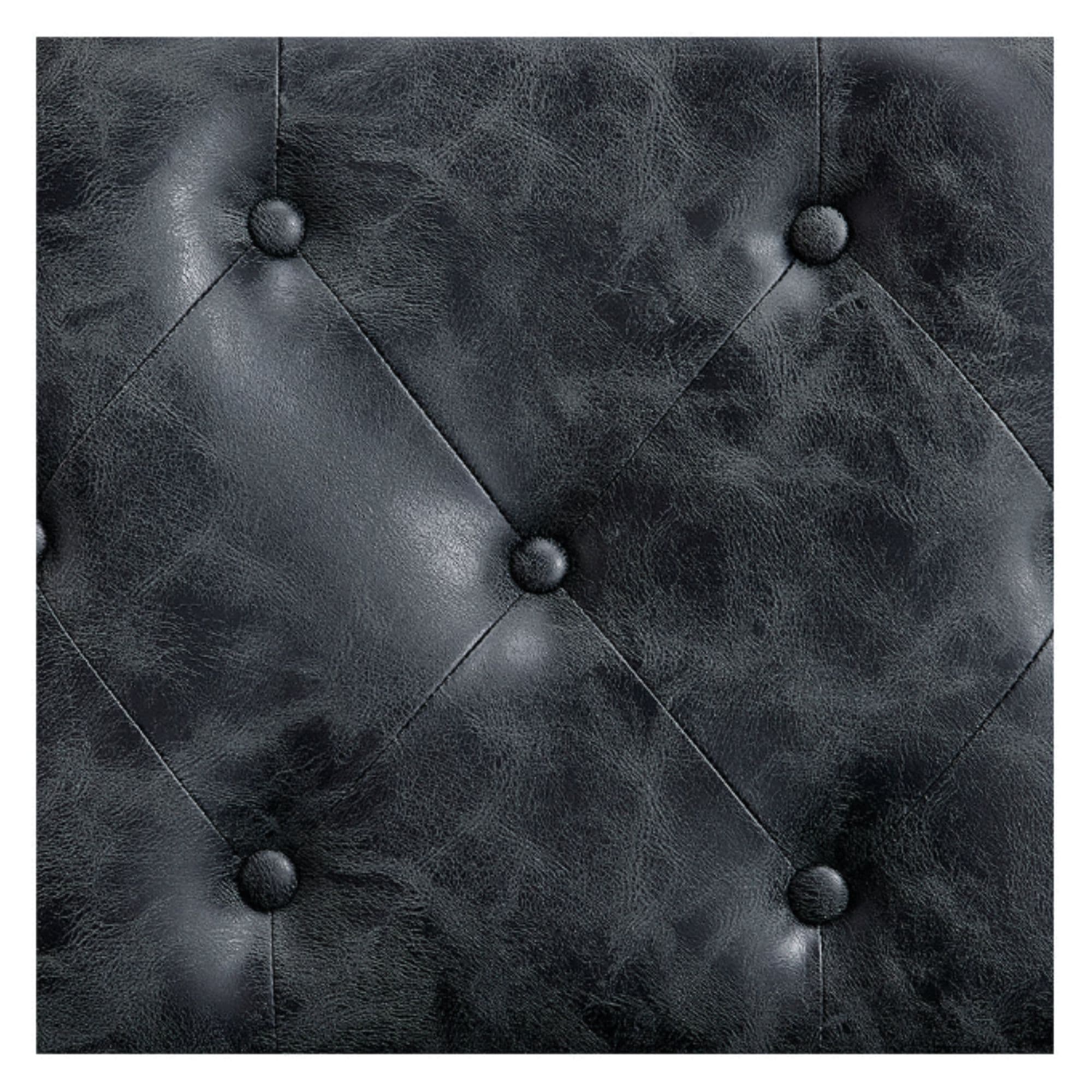 DIR Titan Hydraulic Barber Chair Close-Up View Of Diamond Tufted Vintage Black Upholstery Pattern