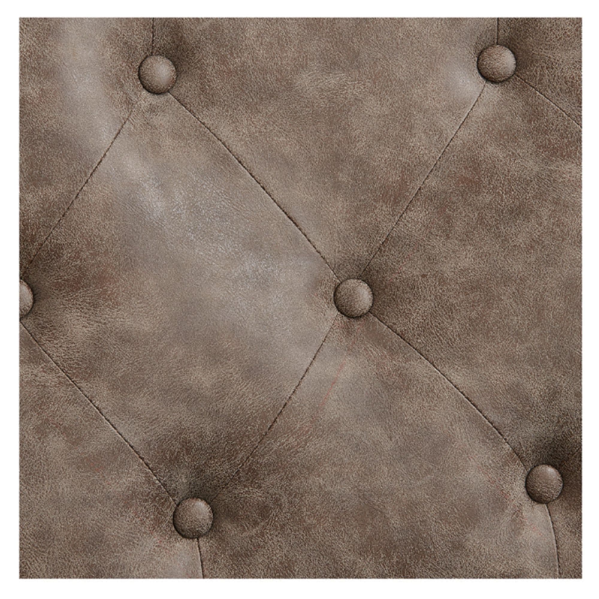 DIR Titan Hydraulic Barber Chair Close-Up View Of Diamond Tufted Vintage Brown Upholstery Pattern