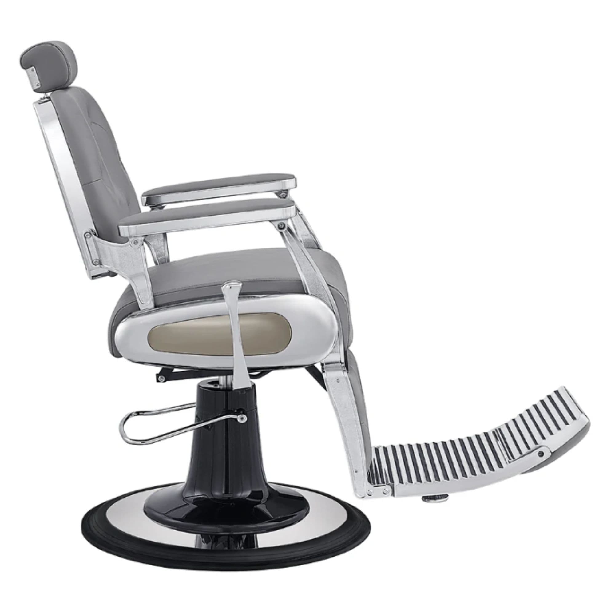 DIR Titan Hydraulic Barber Chair Gray Variant Side View On White Background
