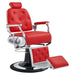 DIR Titan Hydraulic Barber Chair Red Variant Front Angled View On White Background