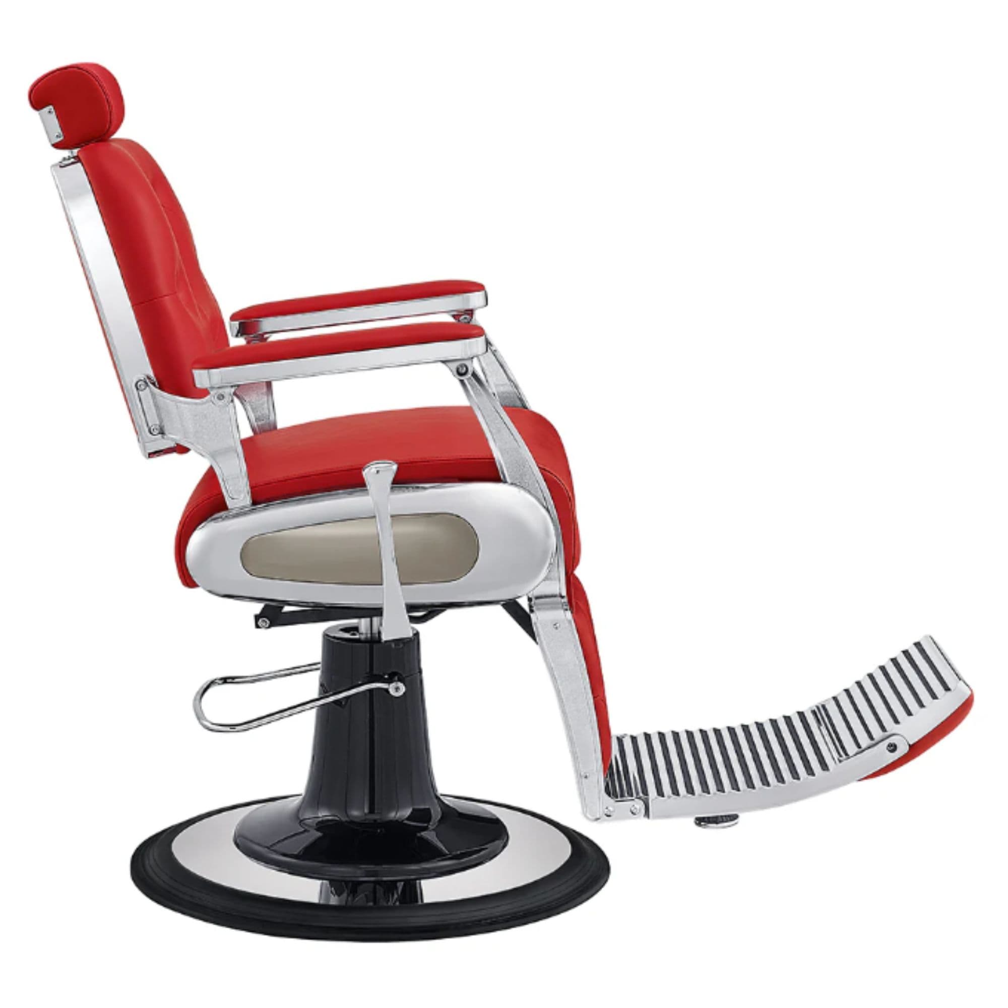 DIR Titan Hydraulic Barber Chair Red Variant Side View On White Background