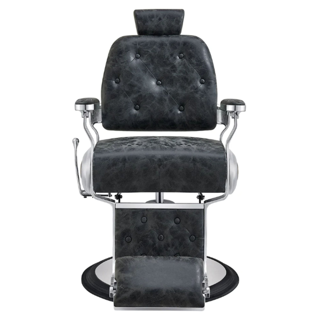 DIR Titan Hydraulic Barber Chair Vintage Black Variant Front View On White Background