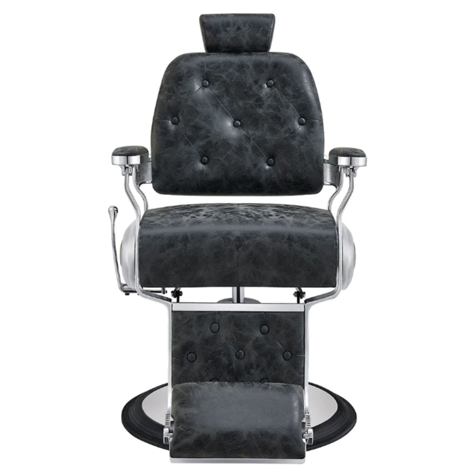DIR Titan Hydraulic Barber Chair Vintage Black Variant Front View On White Background