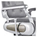DIR Titan Hydraulic Professional Barber Chair Close-Up View Of Decorative Metallic Gold Armrest Support And Gray Upholstered Seat