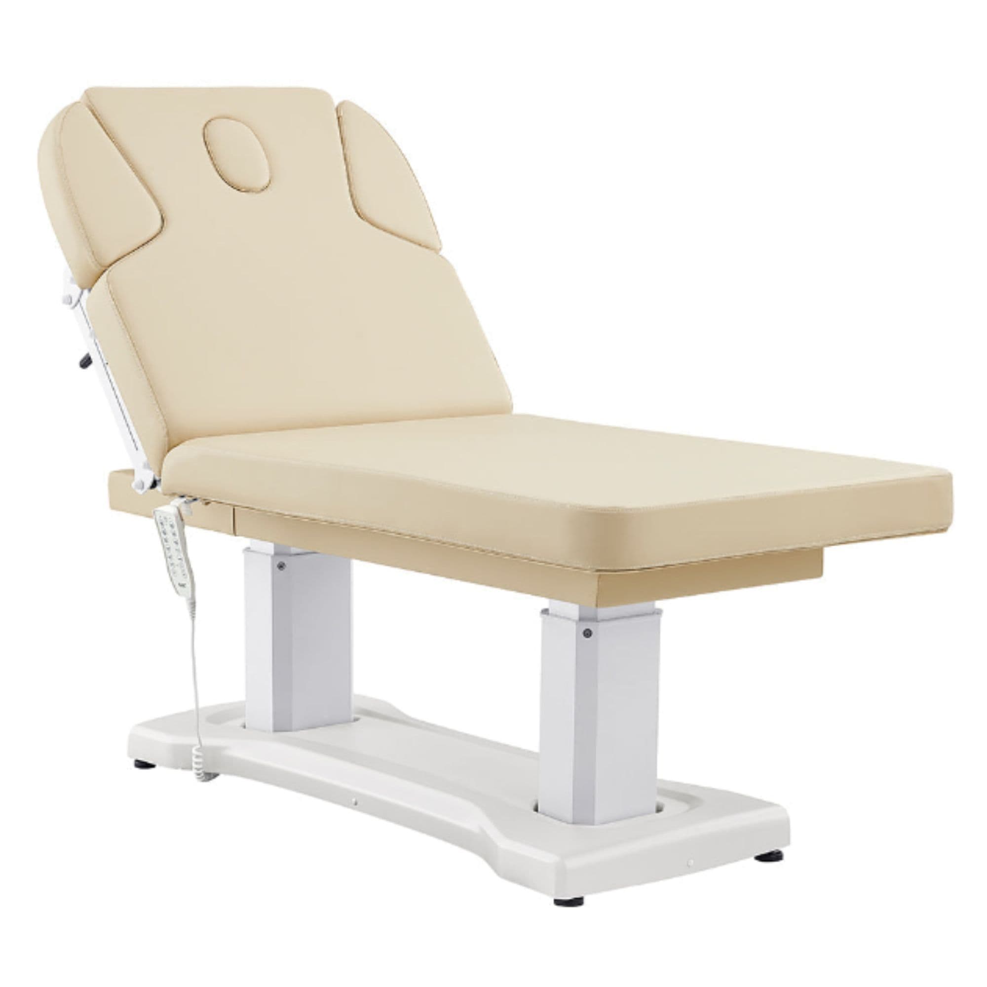 DIR Tranquility 4-Motors Electric Medical Spa Treatment Table Beige Variant With Remote Control On White Background