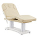 DIR Tranquility 4-Motors Electric Medical Spa Treatment Table Beige Variant With Semi-Folded Leg Section And Remote Control On White Background