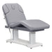 DIR Tranquility 4-Motors Electric Medical Spa Treatment Table Gray Variant With Semi-Folded Leg Section And Remote Control On White Background