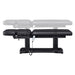DIR Tranquility 4-Motors Electric Medical Spa Treatment Table Side View And Fully Reclined Of Black Variant Showing An Up And Down Adjustment With Remote Control On White Background