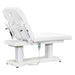 DIR Tranquility 4-Motors Electric Medical Spa Treatment Table View Of White Variant And Fully Reclined On Head Section With Remote Control On White Background