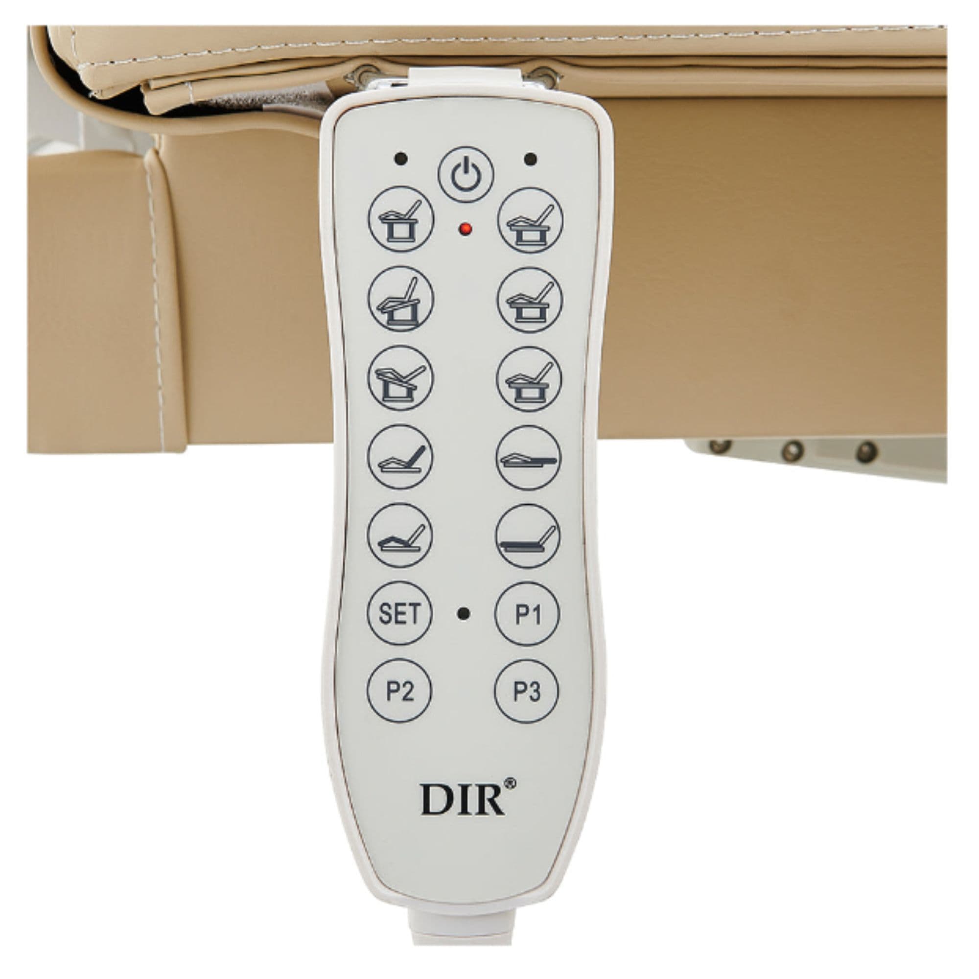 DIR Tranquility 4-Motors Electric Spa Treatment Table Close-Up View Of Remote Control For Beige Variant