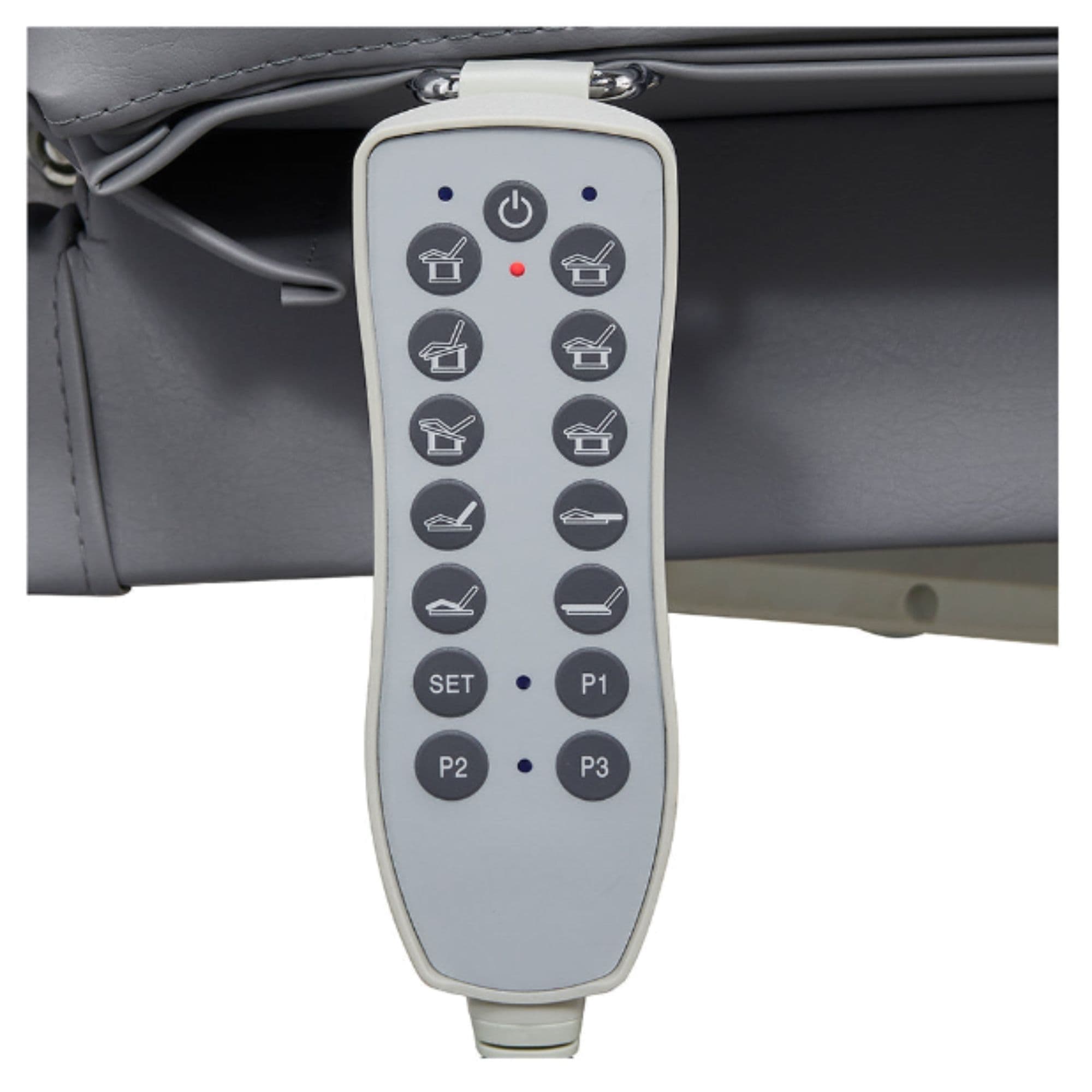 DIR Tranquility 4-Motors Electric Spa Treatment Table Close-Up View Of Remote Control For Gray Variant