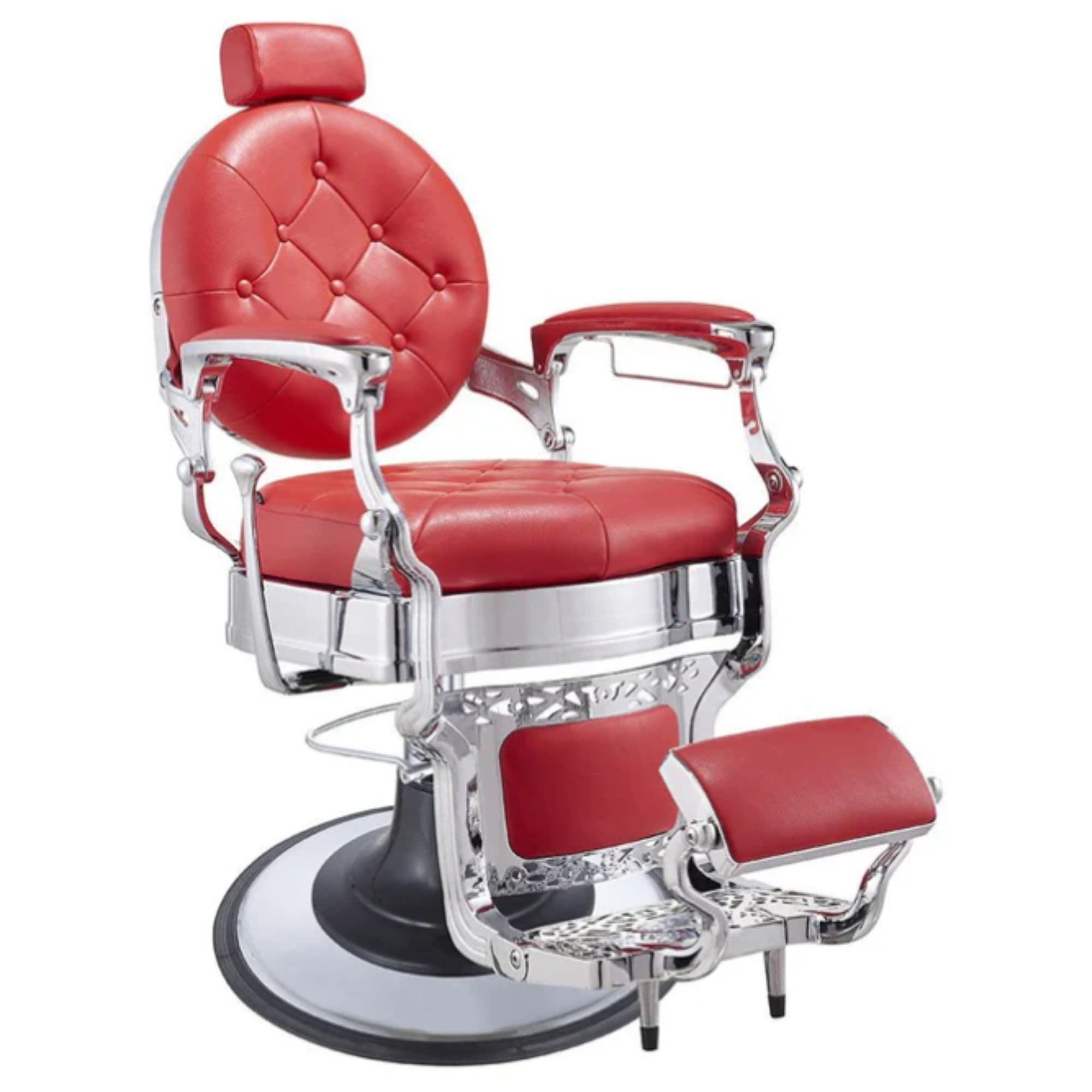 DIR Vanquish Barber Chair Red Variant Front Angled View On White Background