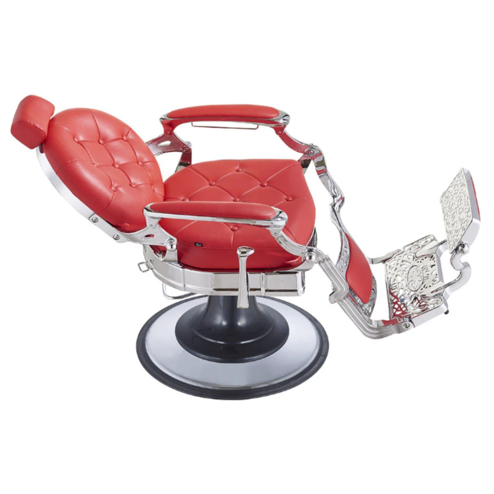DIR Vanquish Barber Chair Red Variant Top Side View On White Background