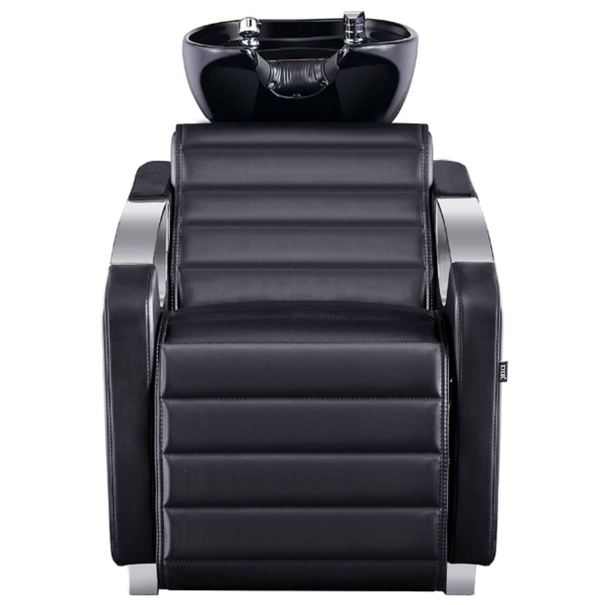 DIR Victoria Electric Salon Shampoo Station Black Front View With Black Single Sink On White Background