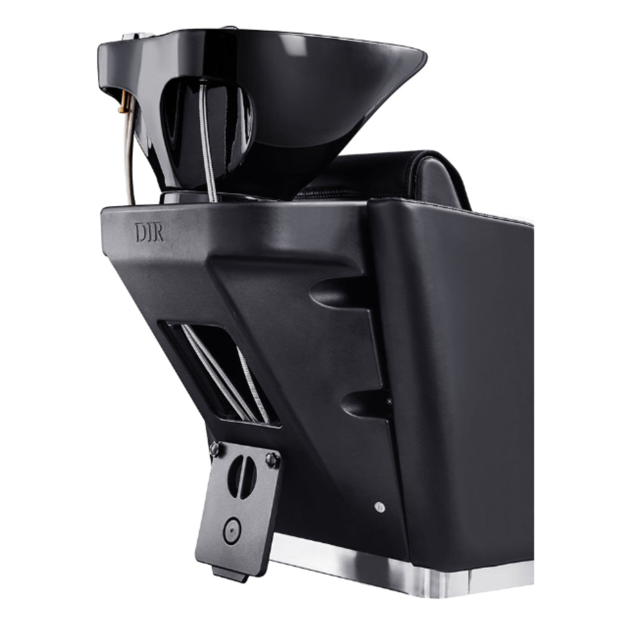 DIR Victoria Electric Shampoo Backwash Unit Black Rear Angled View With Sink Assembly