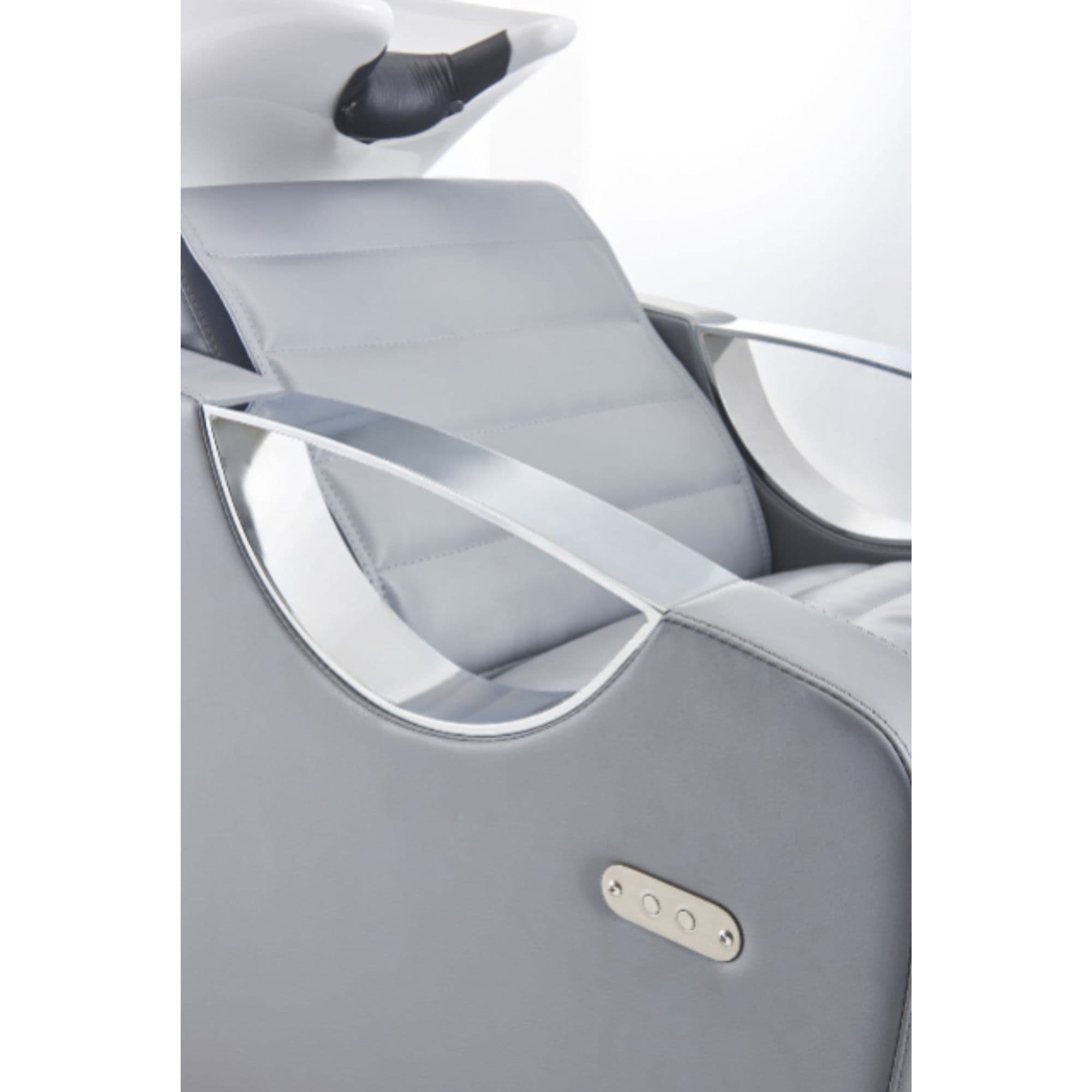 DIR Victoria Electric Shampoo Backwash Unit Close-Up View Of Upholstered Backrest And Armrest Design