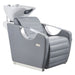 DIR Victoria Electric Shampoo Backwash Unit Gray Front Angled View Of White Single Shampoo Wash Station