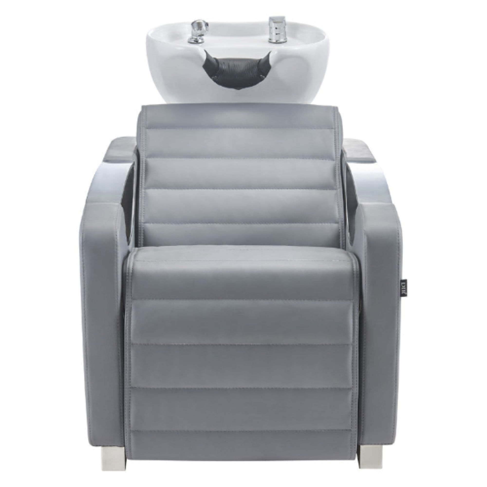 DIR Victoria Electric Shampoo Backwash Unit Gray Front View Of White Single Shampoo Wash Station