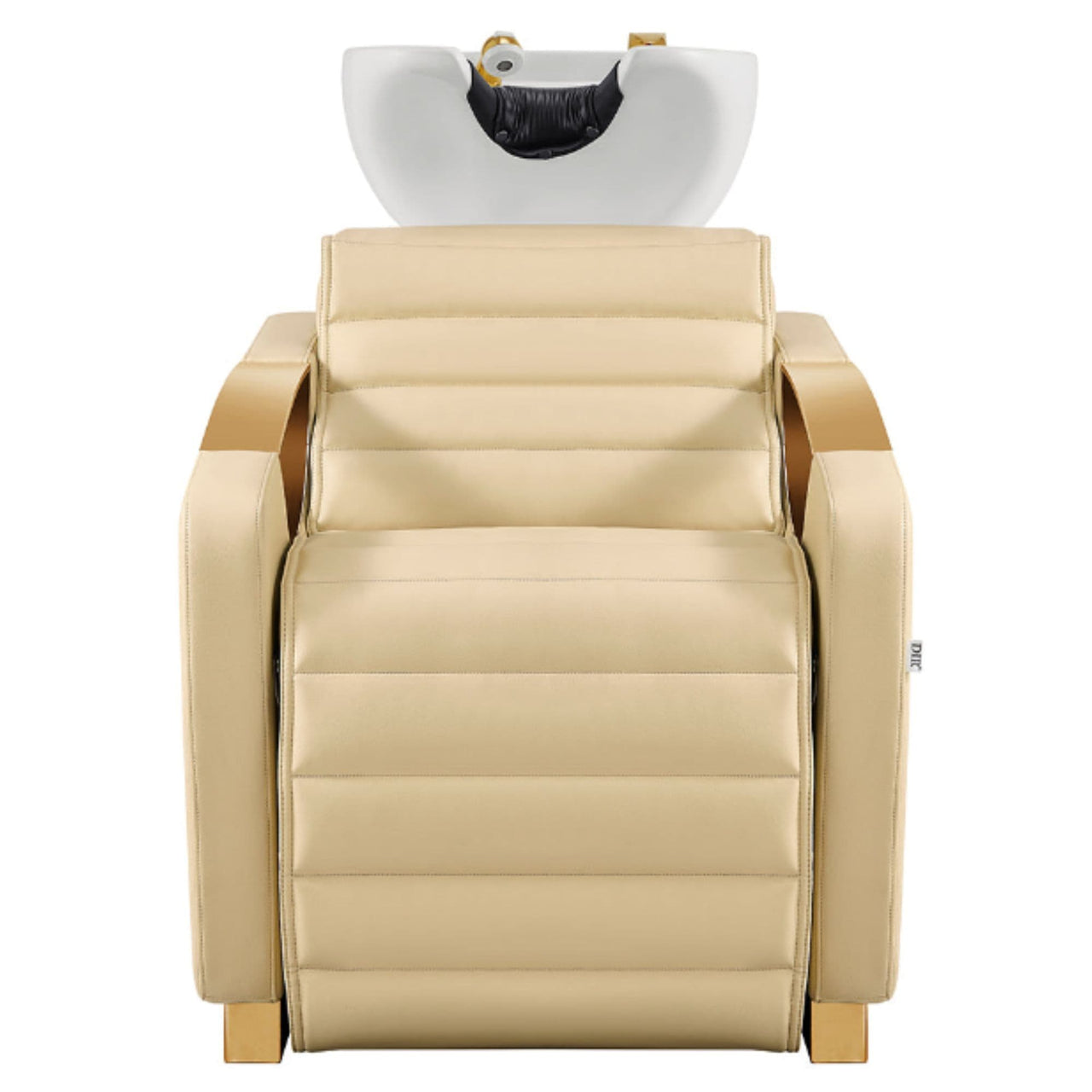 DIR Victoria Gold Electric Shampoo Chair Beige Front View Of White Single Shampoo Wash Station On Clean White