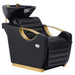 DIR Victoria Gold Electric Shampoo Chair Black Front Angled View Of Black Single Shampoo Wash Station With Clean White Background