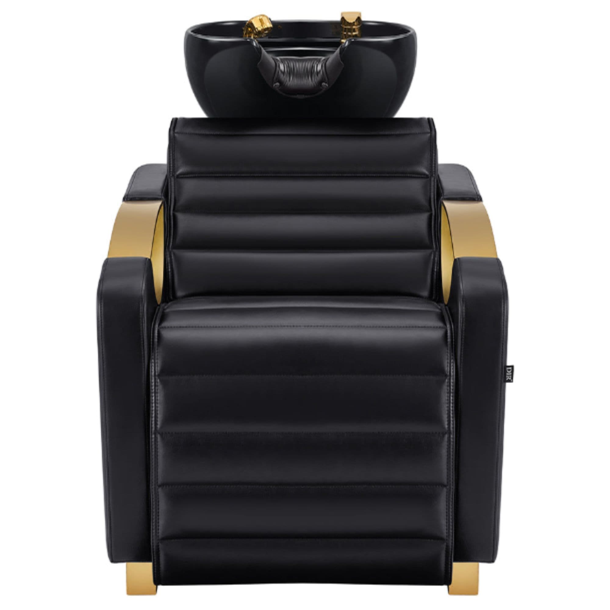 DIR Victoria Gold Electric Shampoo Chair Black Front View Of Black Single Shampoo Wash Station With Clean White Background