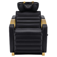 Thumbnail for DIR Victoria Gold Electric Shampoo Chair Black Front View Of Black Single Shampoo Wash Station With Clean White Background