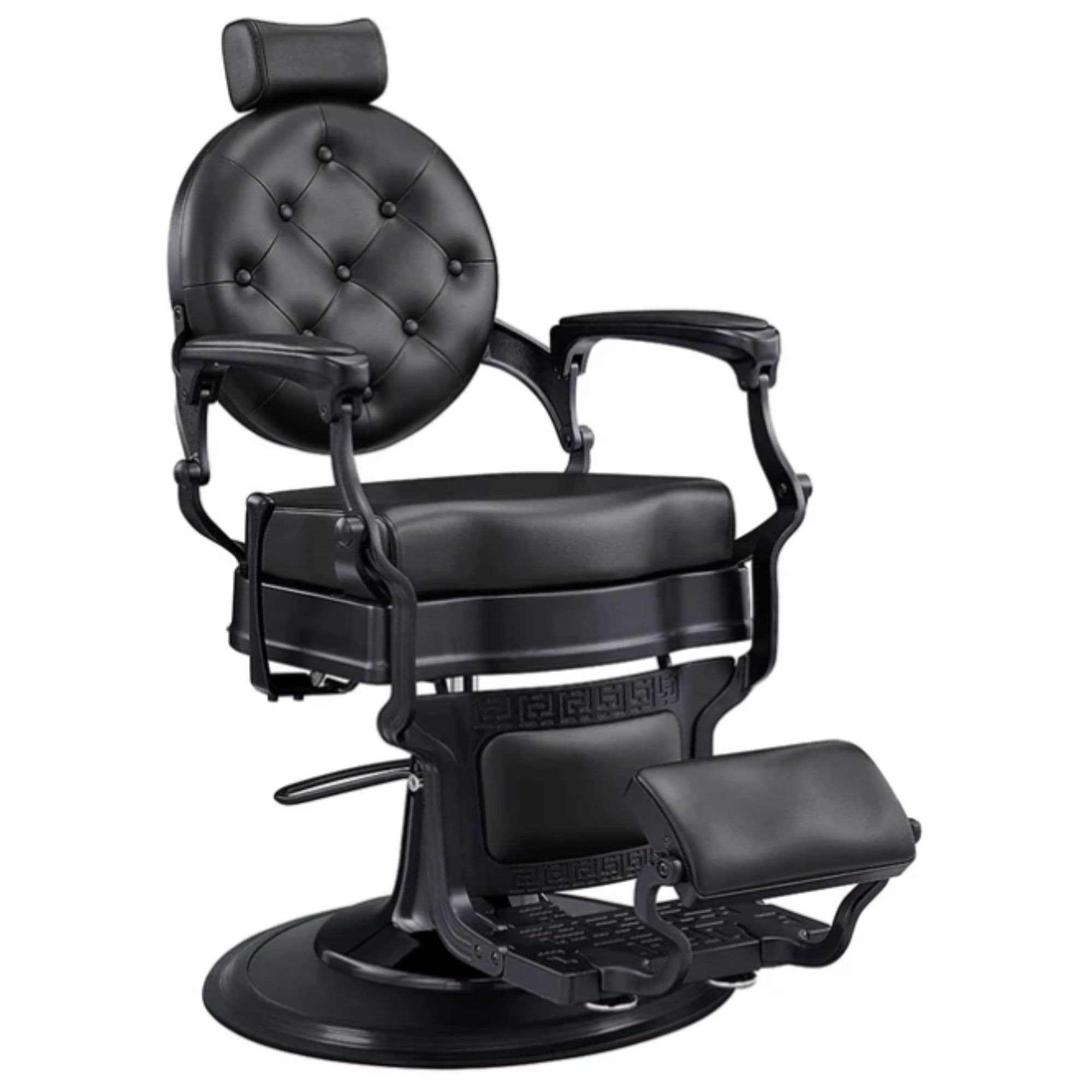DIR Viking Classic Barber Chair Black Variant Front Angled View On White Background