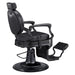 DIR Viking Classic Barber Chair Black Variant Rear Angled View On White Background