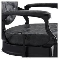 Thumbnail for DIR Viking Classic Barber Chair Close-Up View Of Decorative Armrest Support And Vintage Black Upholstered Seat