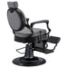 DIR Viking Classic Barber Chair Gray Variant Rear Angled View On White Background