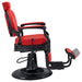 DIR Viking Classic Barber Chair Red Variant Side View Demonstrating The Swing Range Of Foot Rest Extension On White Background
